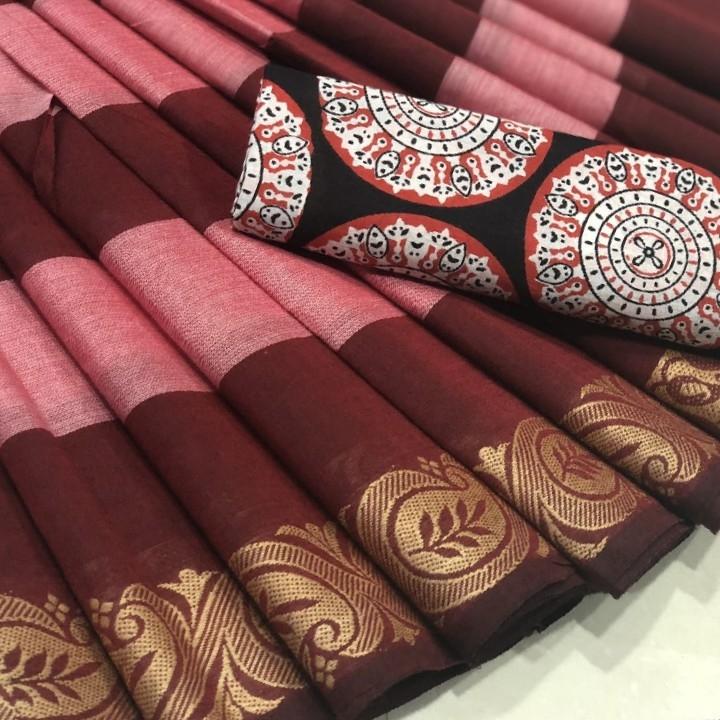 Chettinad Cotton Saree with Kalamkari Blouse-016