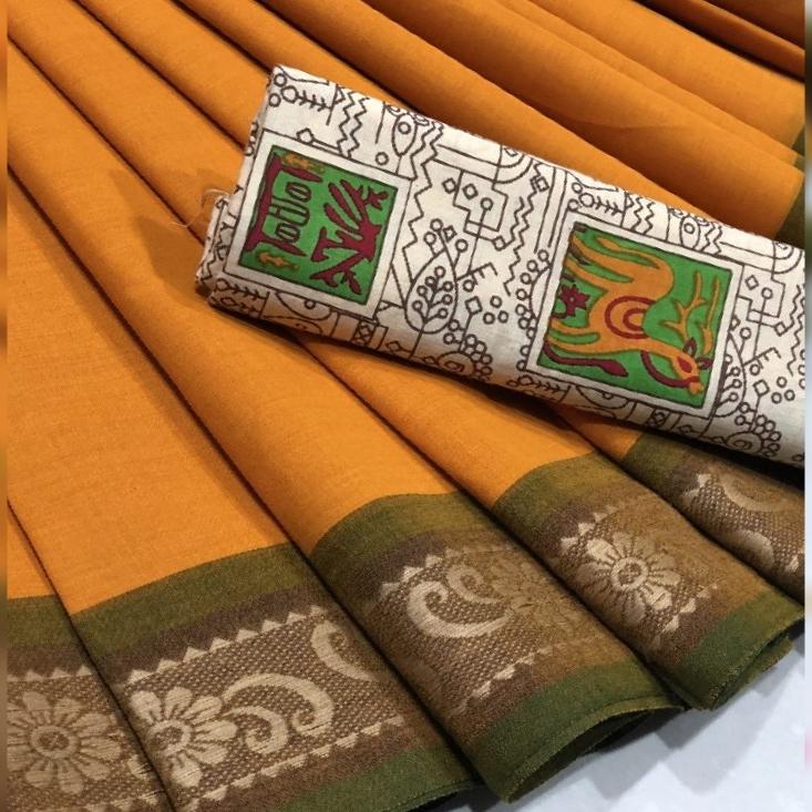Chettinad Cotton Saree with Kalamkari Blouse-029