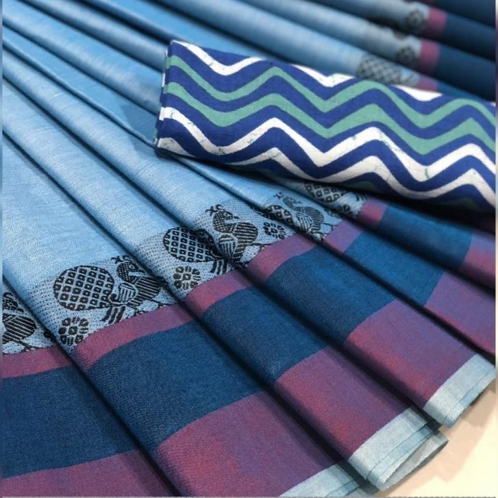 Chettinad Cotton Saree with Kalamkari Blouse-013