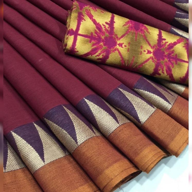 Chettinad Cotton Saree with Kalamkari Blouse-027