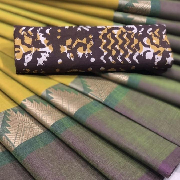 Chettinad Cotton Saree with Kalamkari Blouse-025