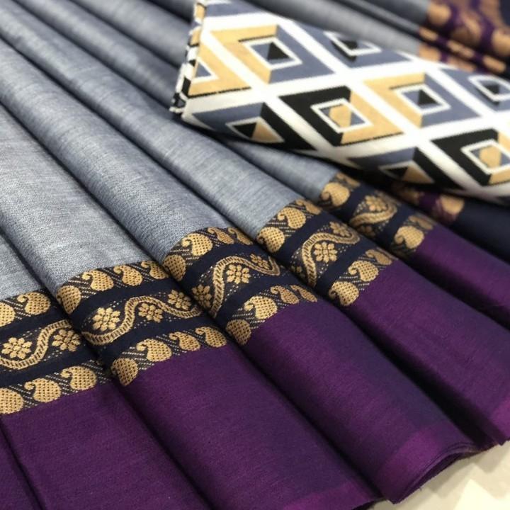Chettinad Cotton Saree with Kalamkari Blouse-024