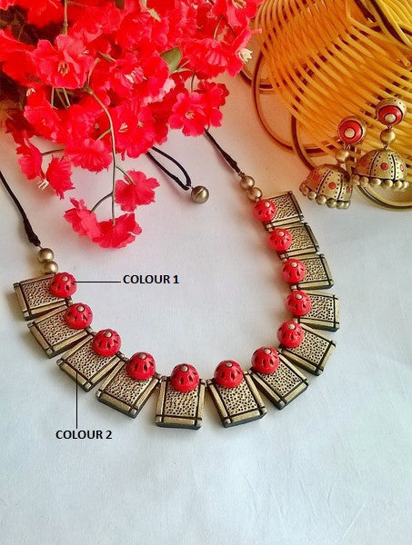 Square Neck Terracotta Jewellery set