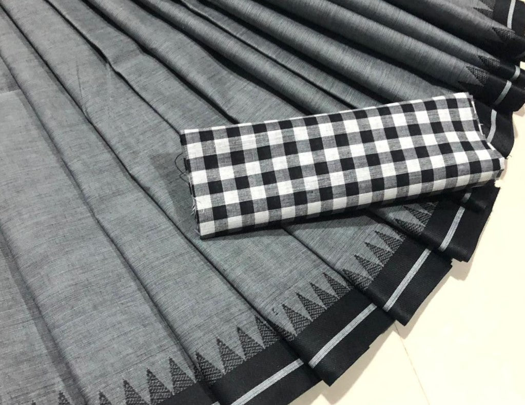 Steel Grey Cotton Saree