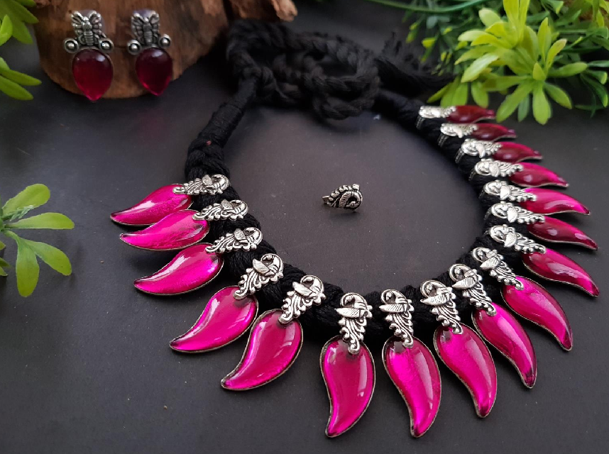 Stone Threaded Temple Jewellery Set-STTJS001