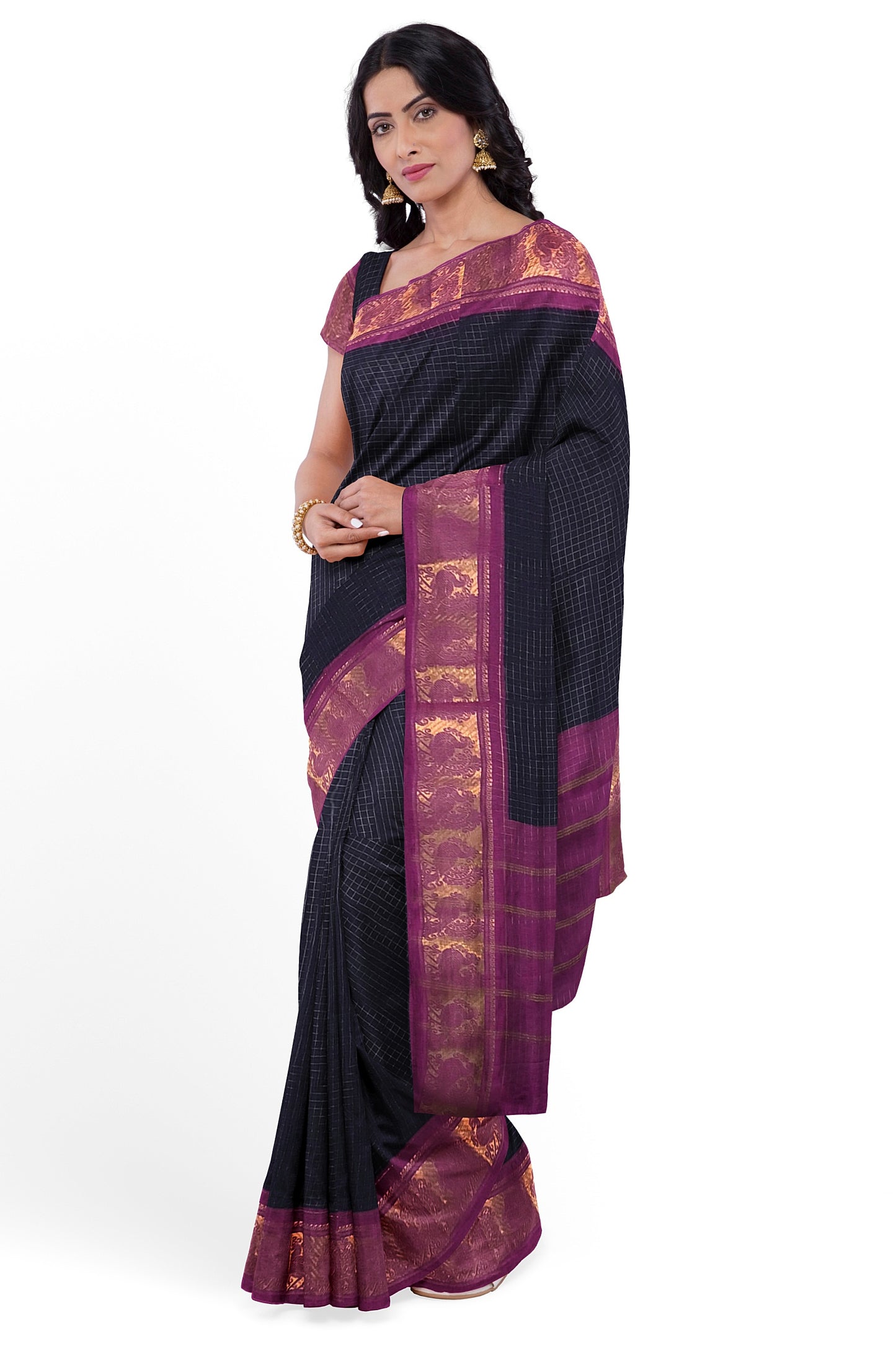 Madurai Sungudi Sarees with Double side Jari Border MSS 032