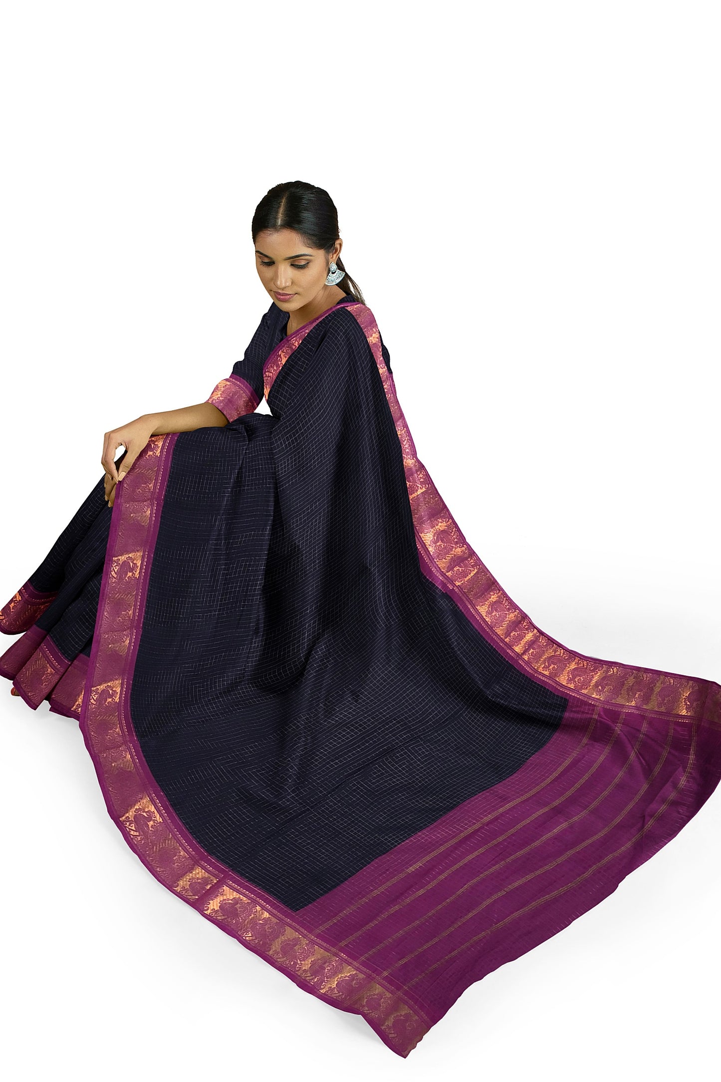 Madurai Sungudi Sarees with Double side Jari Border MSS 032