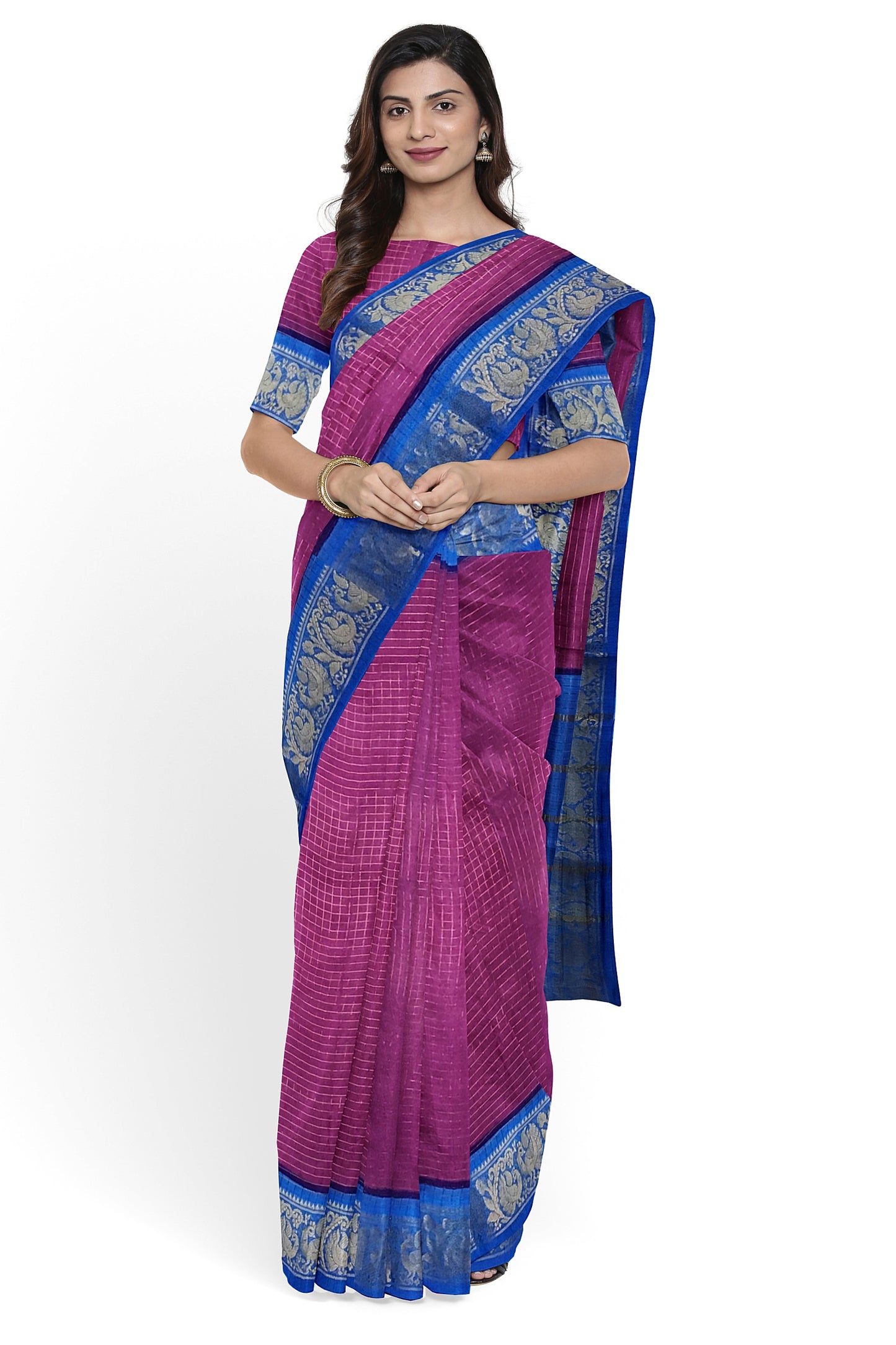 Madurai Sungudi Sarees with Double side Jari Border MSS 033