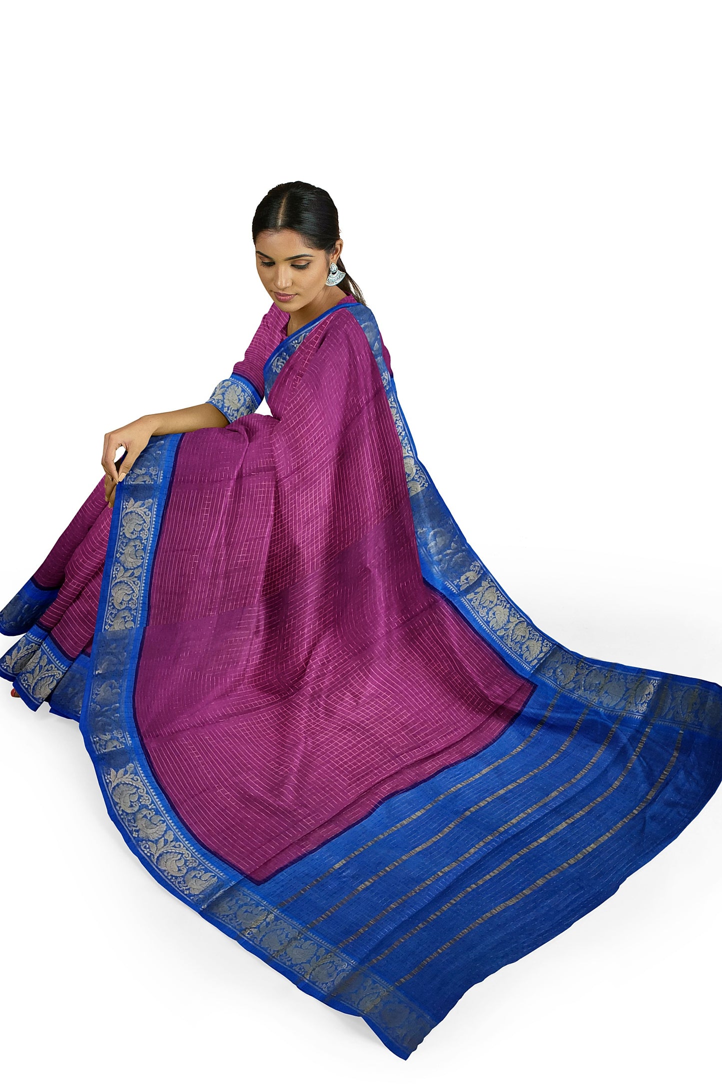 Madurai Sungudi Sarees with Double side Jari Border MSS 033