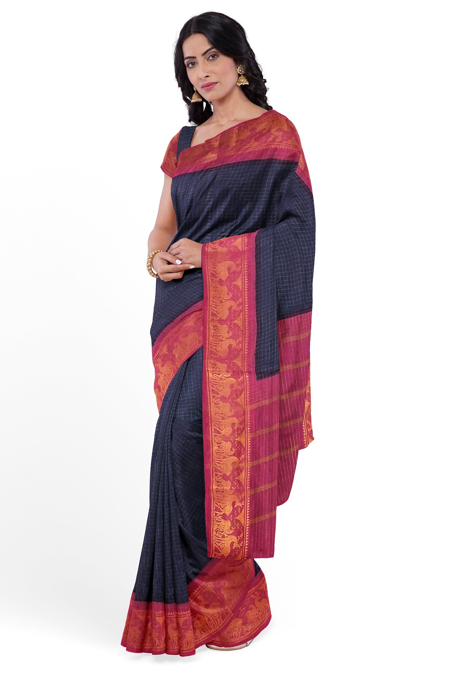 Madurai Sungudi Sarees with Double side Jari Border MSS 005