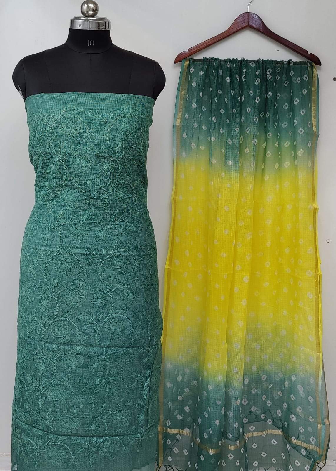 Teal Chikankari Dress Material – Fashionous