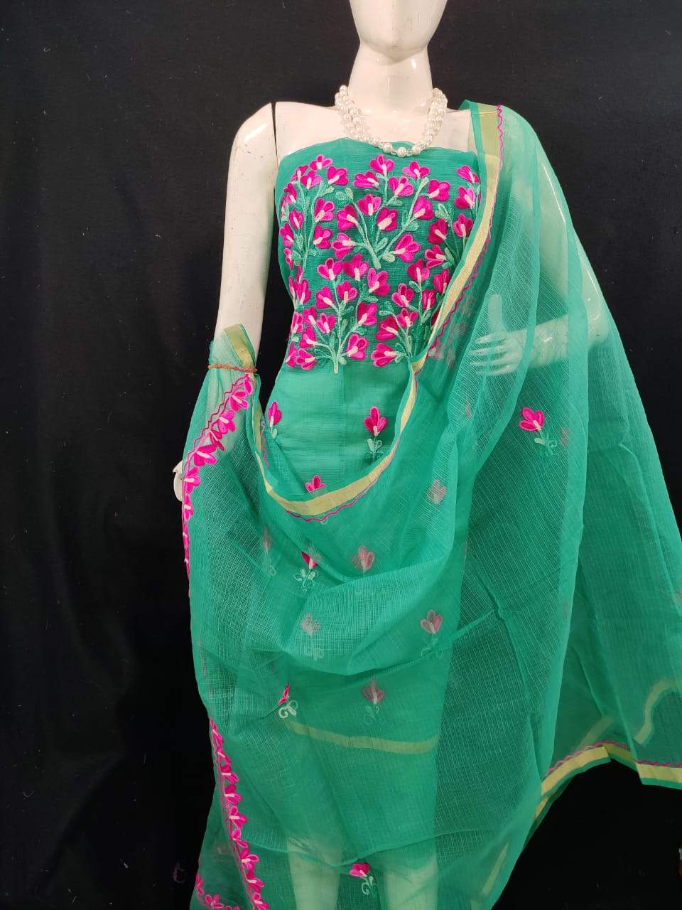 Teal Kota Doria Suit