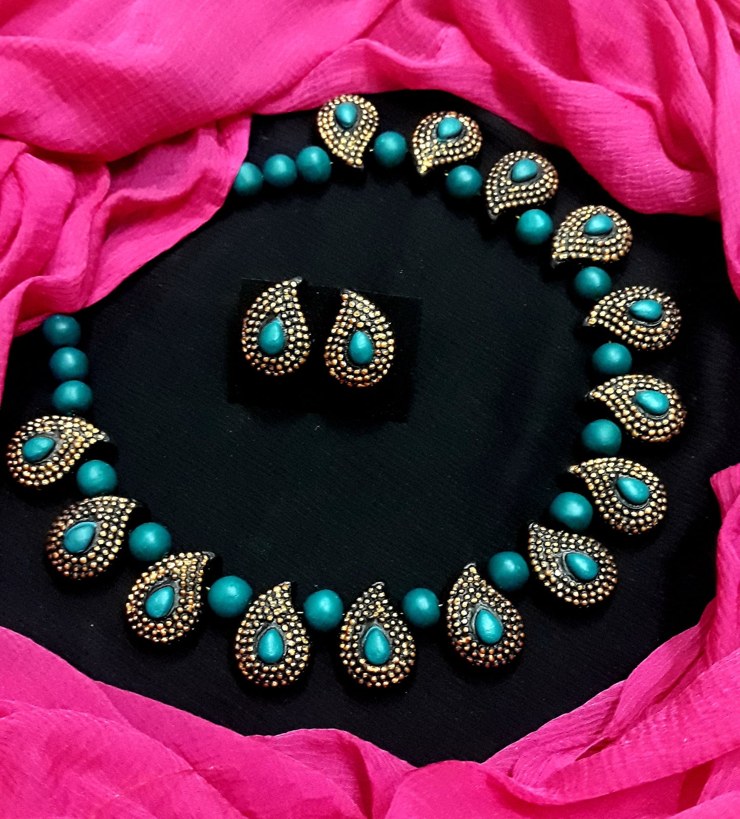 Handcrafted Terracotta Jewellery Set - TJSGFC012