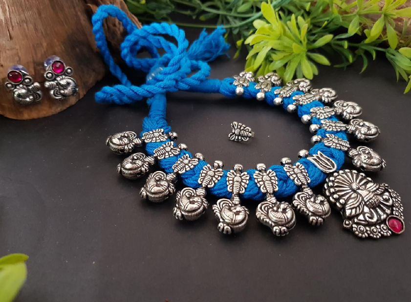 Threaded Temple Jewellery Set-TTJS003