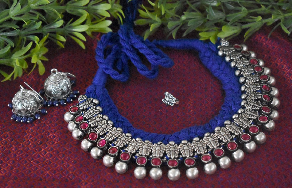 Threaded Temple Jewellery Set-TTJS008