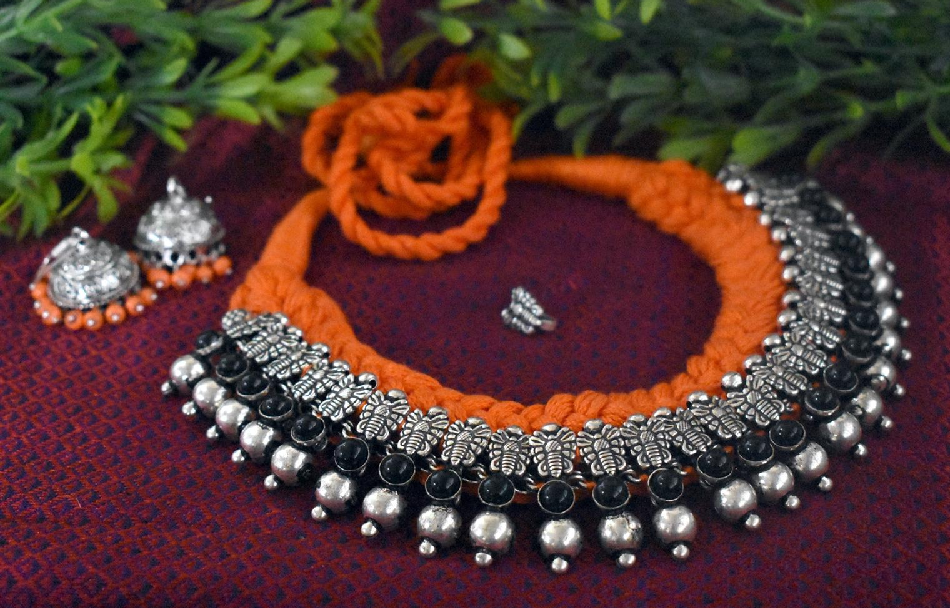Threaded Temple Jewellery Set-TTJS009