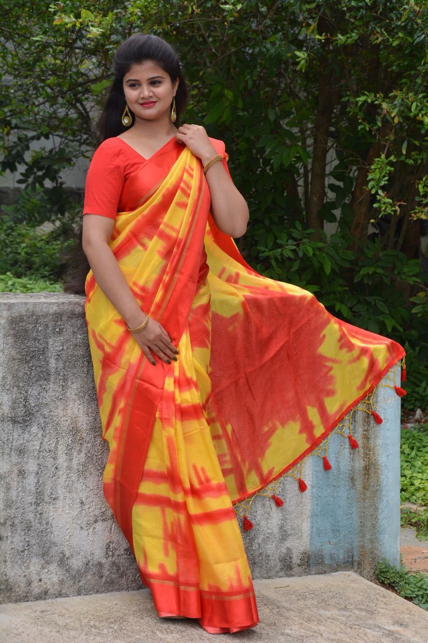 Tie-Dye Print Kota Saree-KOTASRE089