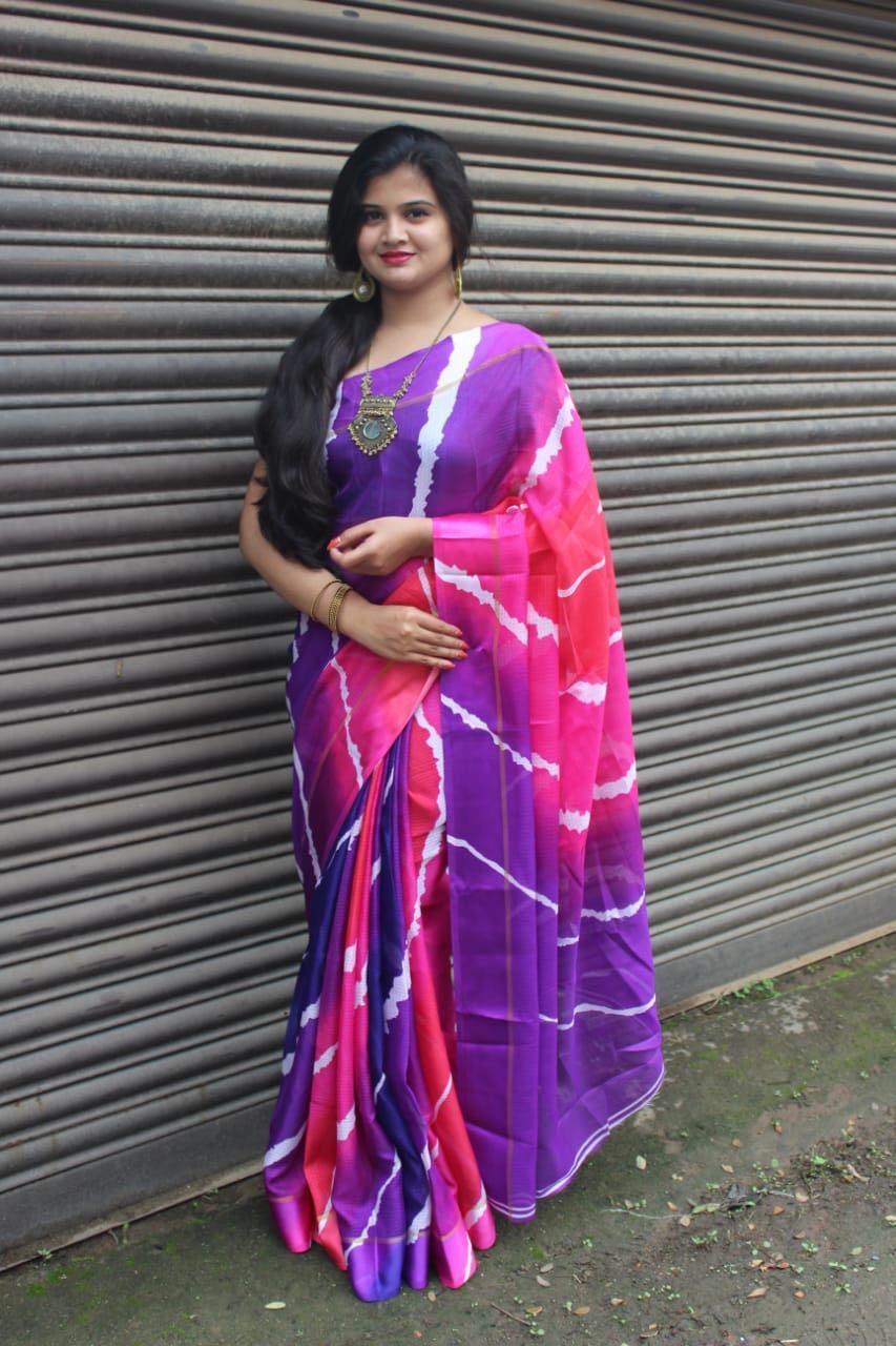 Tie-Dye Print Kota Saree-KOTASRE095