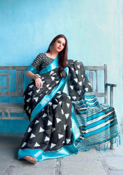 Triangular Pattern Bhagalpuri Cotton Saree