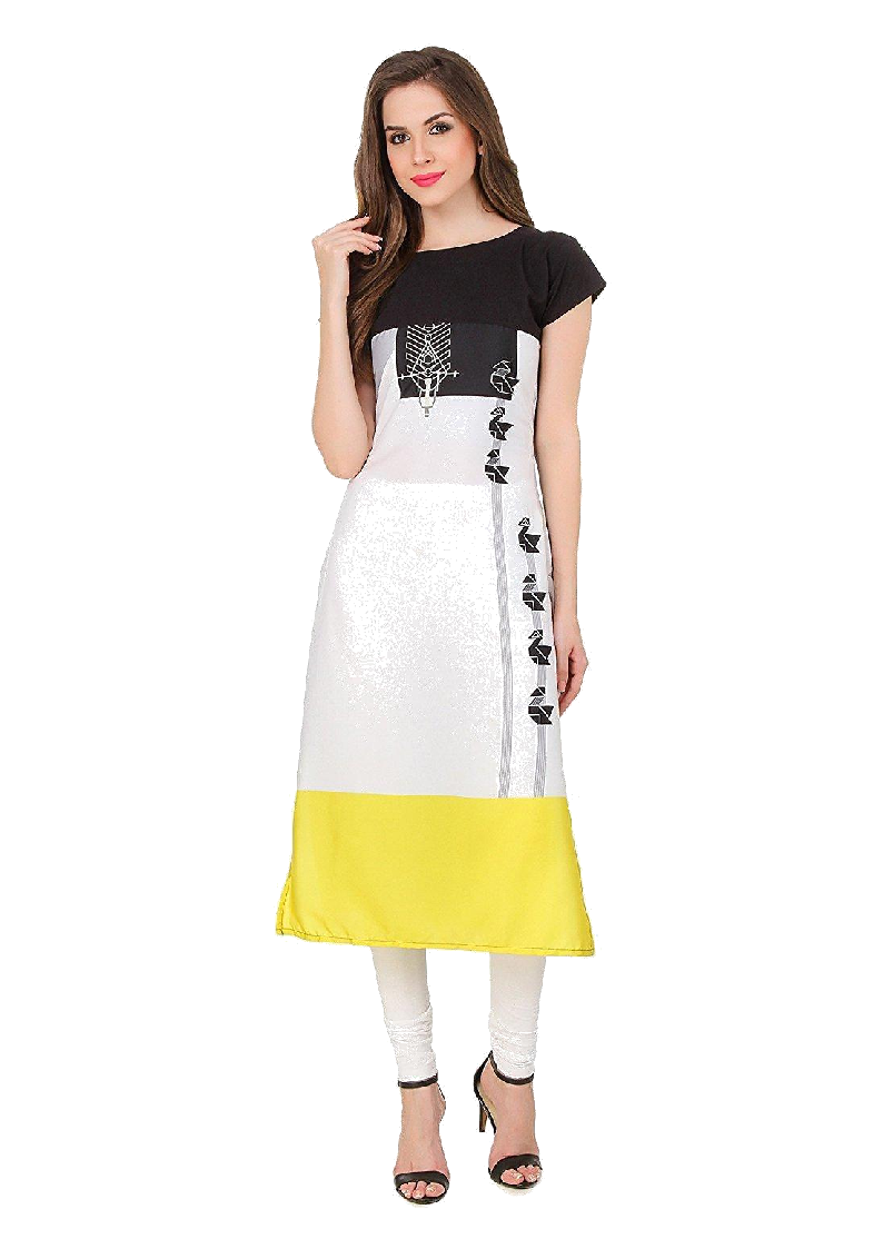 Tricolor American Crepe Printed Kurti-KURTI-076