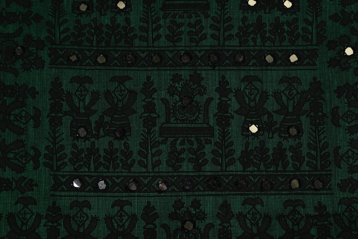 Jovial Juniper Unstitched Madhubani Cotton Dress Material-MCDM003 Green and black combo salwar suit