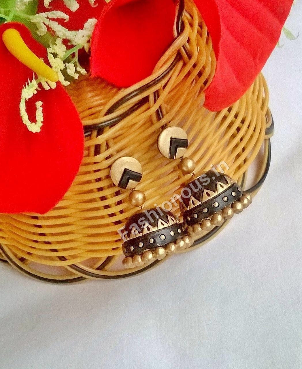 Black and Gold Terracotta Jhumka