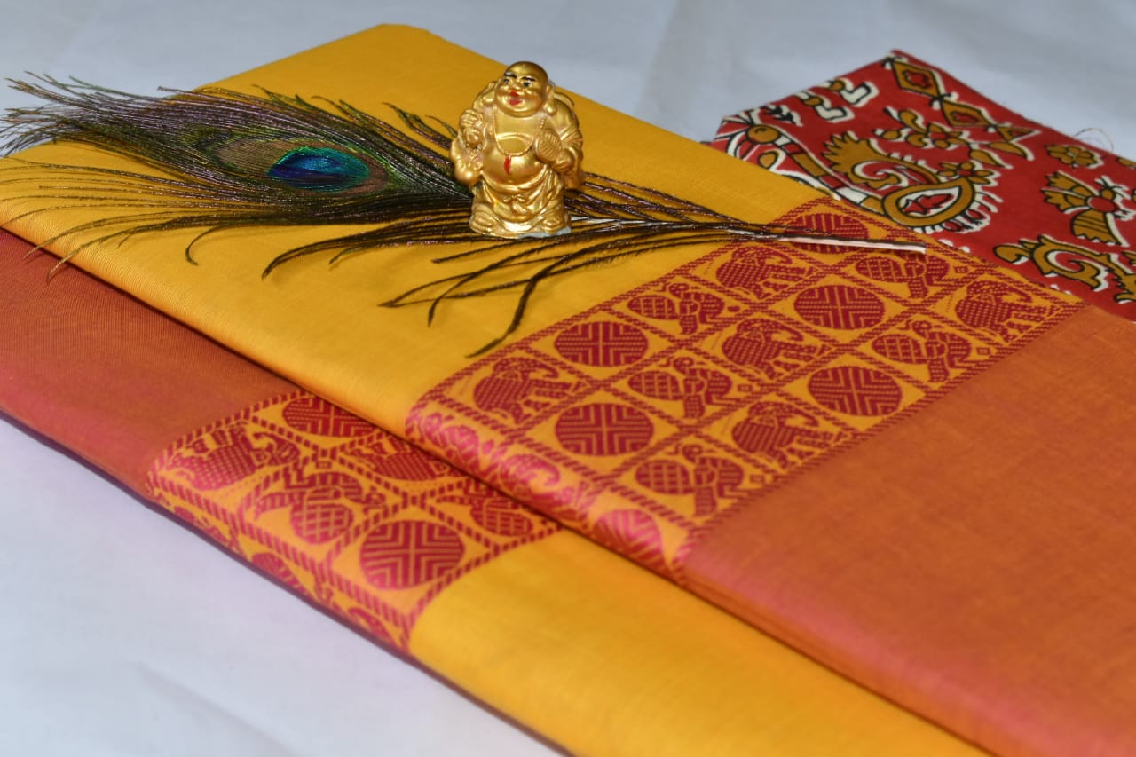 Yellow Chettinad Cotton Saree