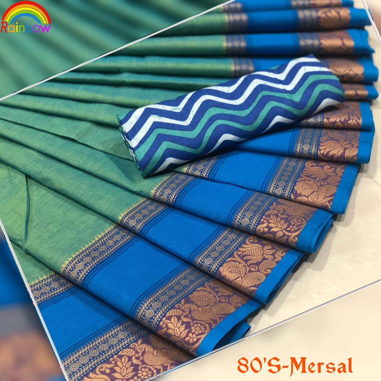 Greenish Chettinad Cotton Saree