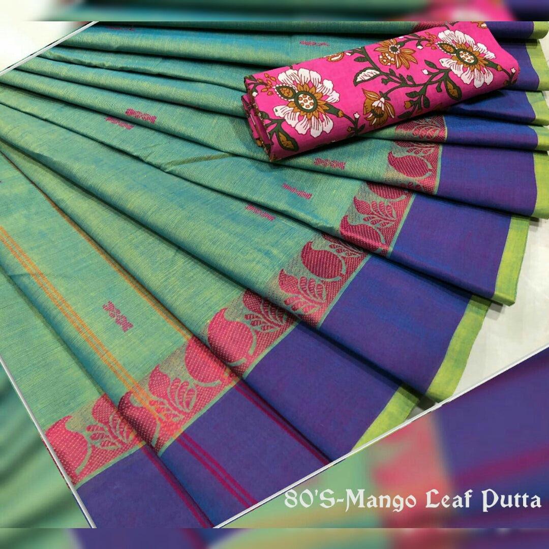 Sea Green Chettinad Cotton Saree