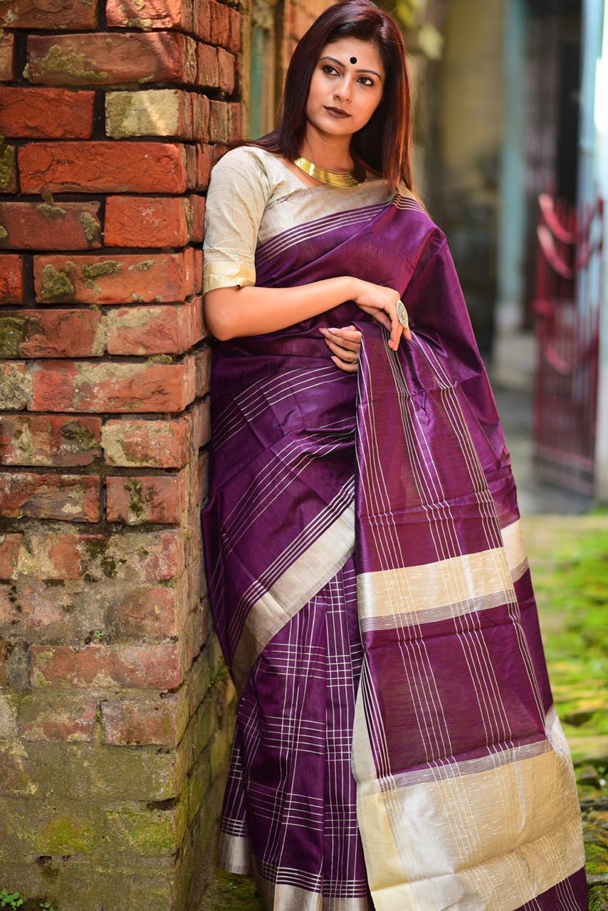 Placid Purple Raw Silk Saree