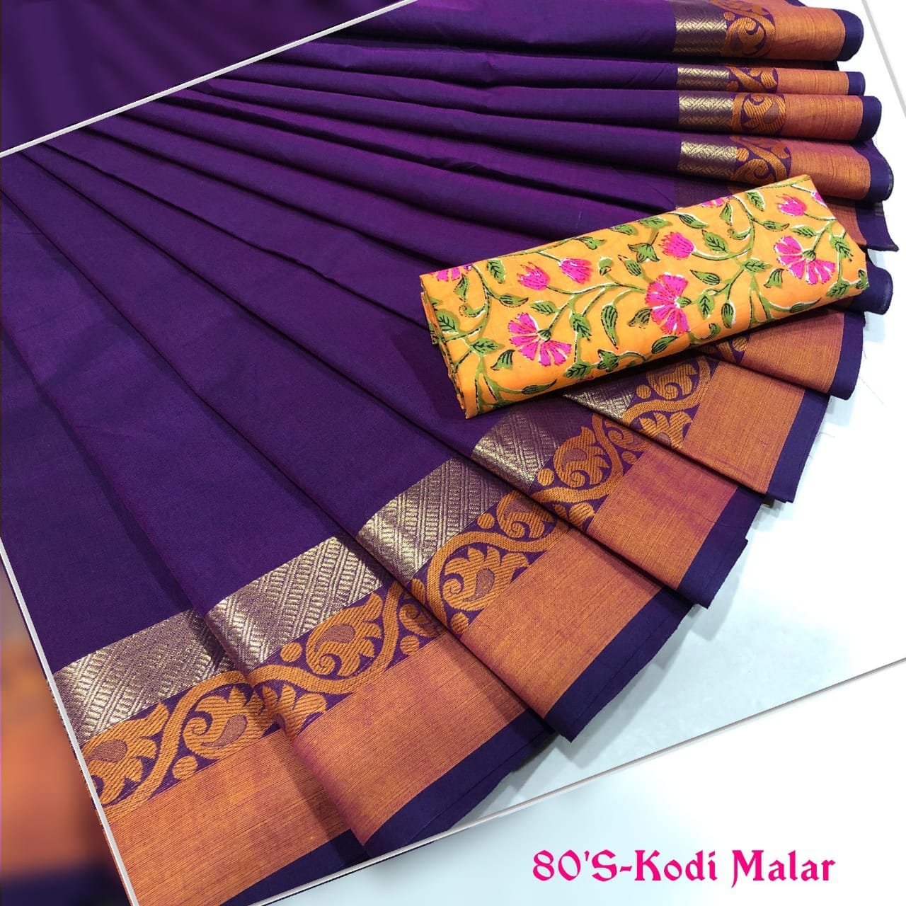 Navy Blue Cotton Saree