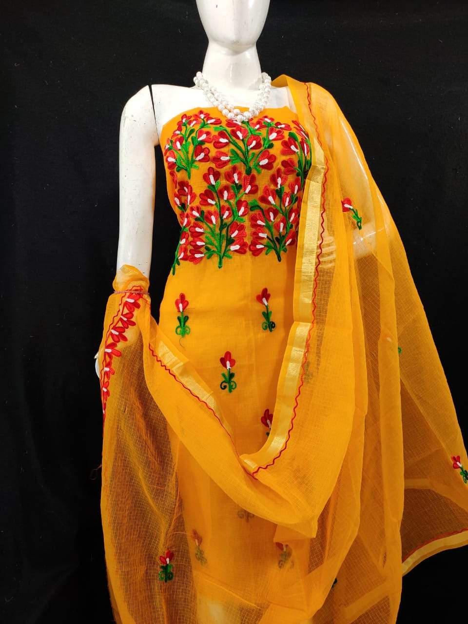 Yellow Kota Doria Suit