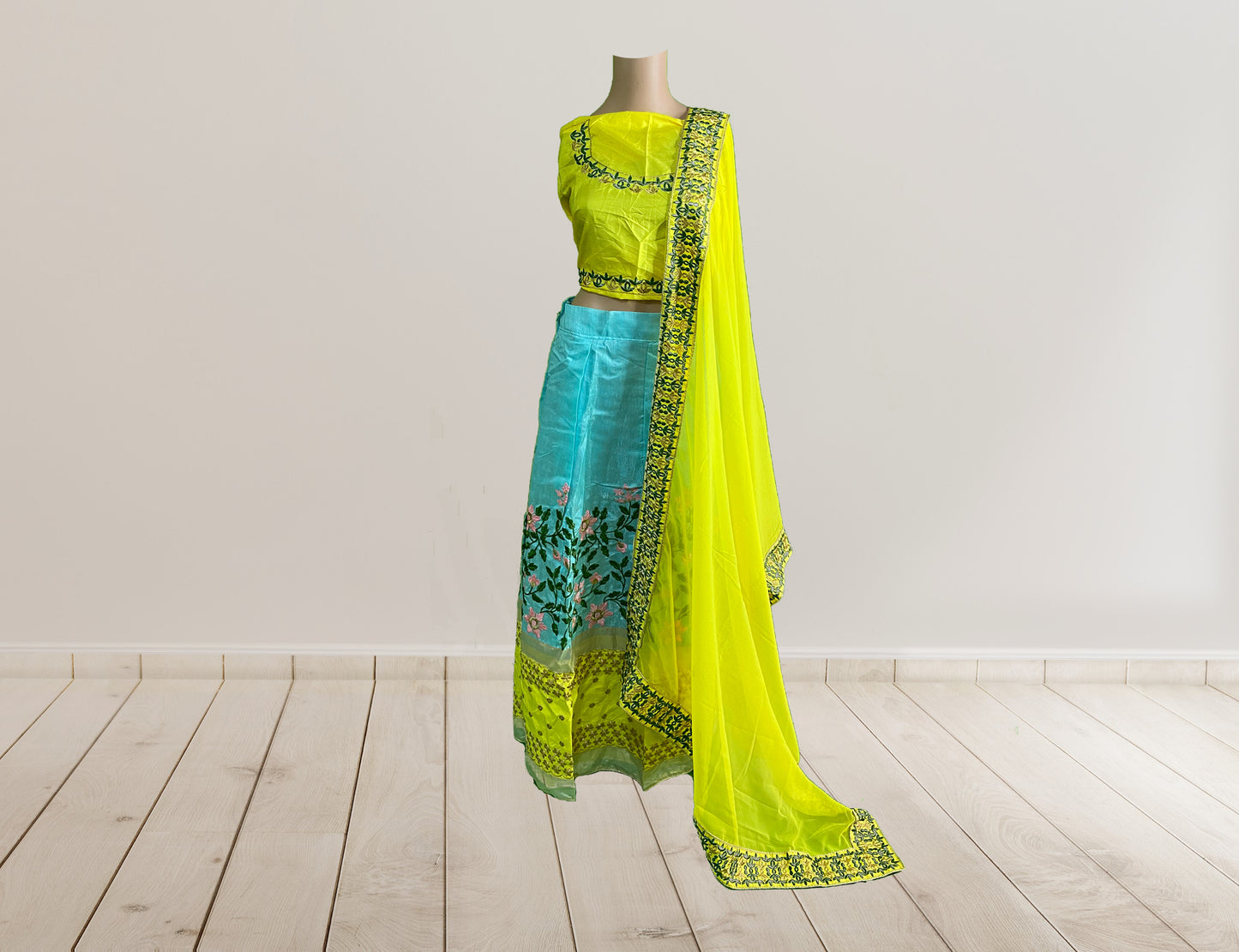 Rudra Semi Stitched Taffeta Silk Embroidered Work Bridal Lehenga Choli