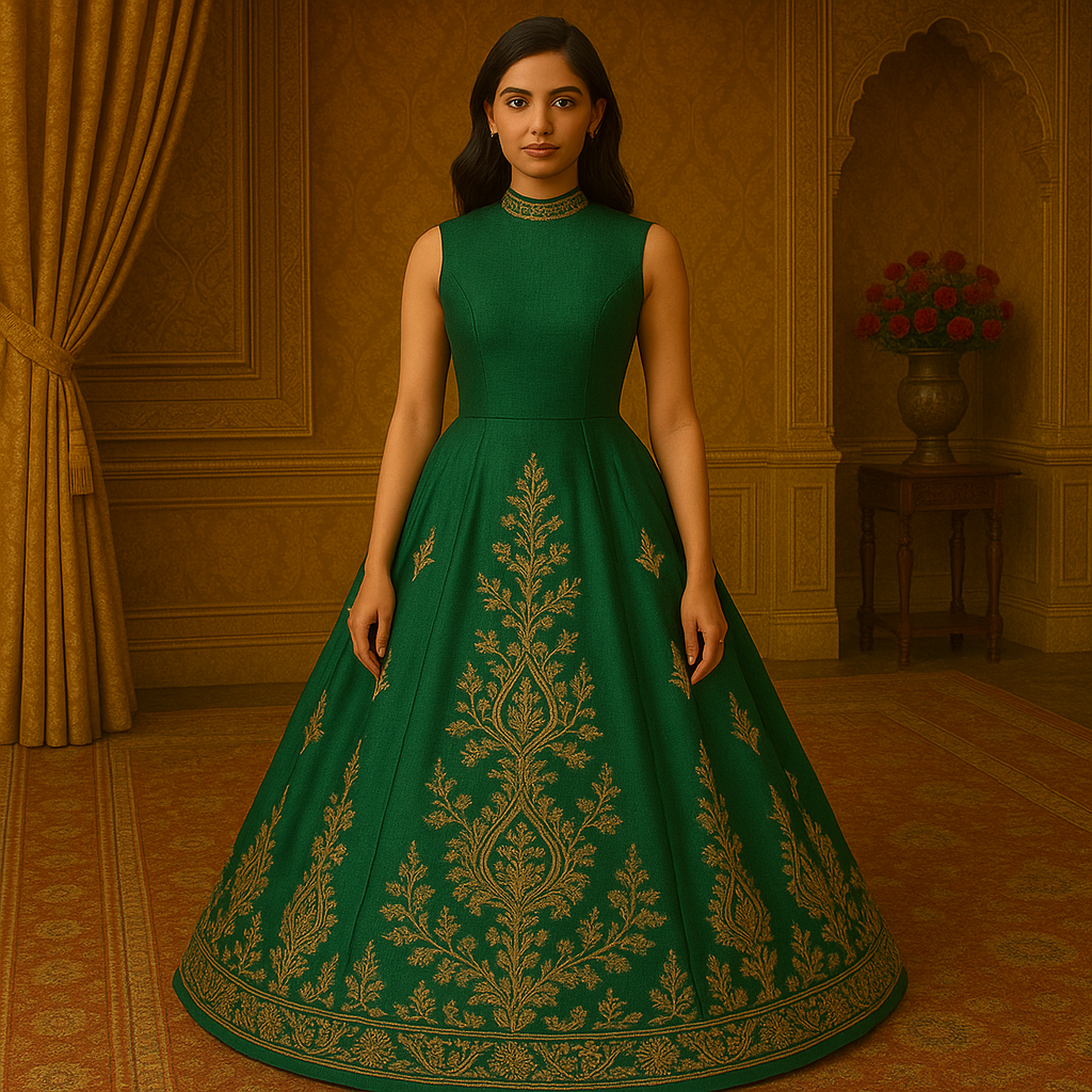 Fashionous Emerald Green Desi Corset Dress
