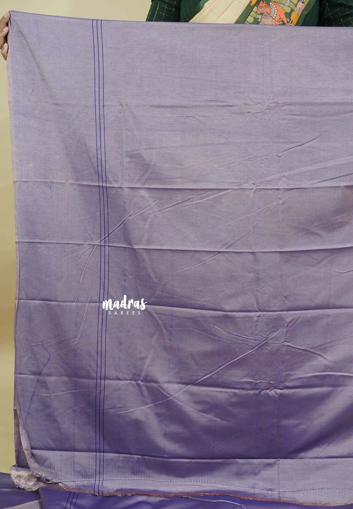 Dualshade Lavender  - Ahimsa - 120 count Pure mercerized silk cotton Saree with temple and mango border