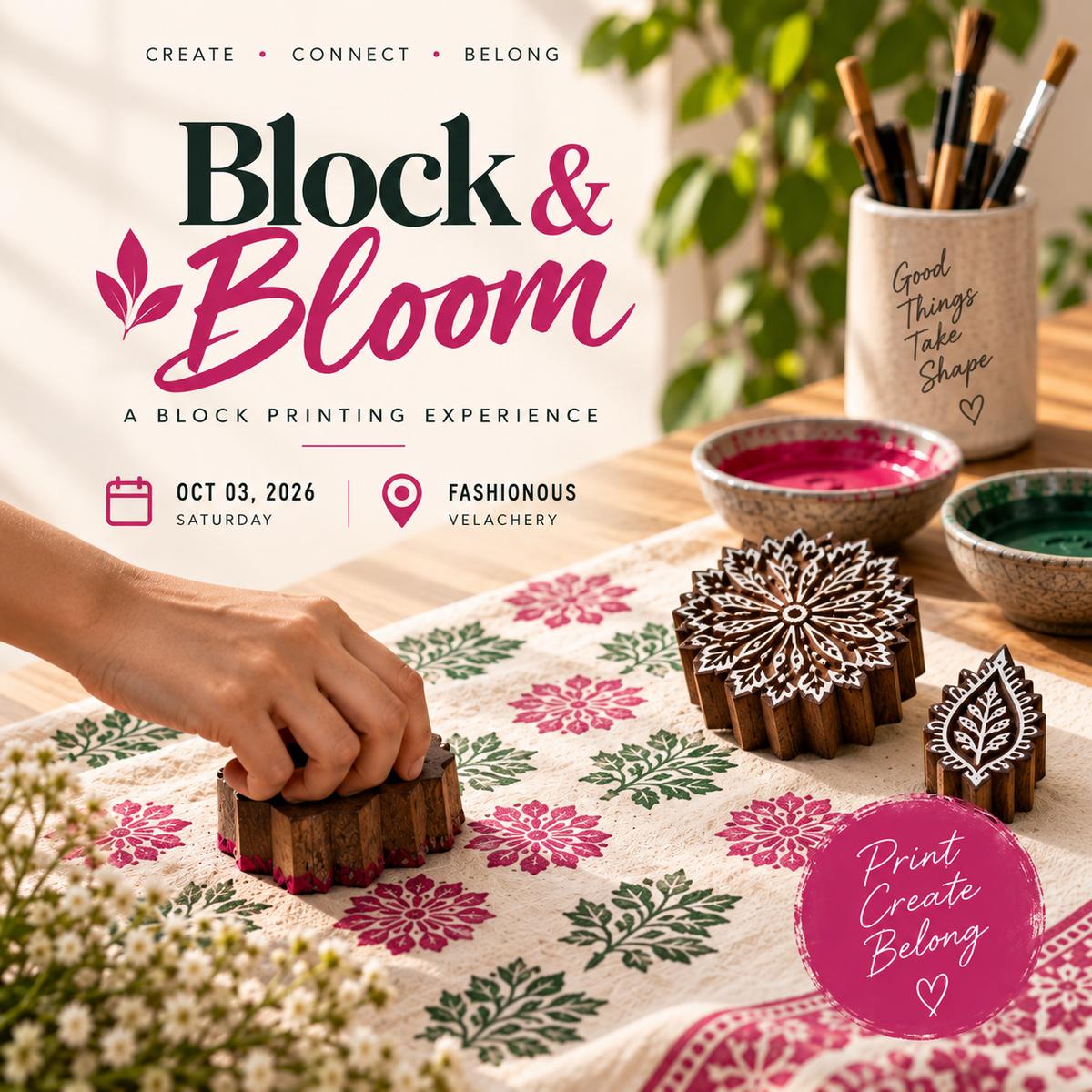 BLOCK & BLOOM - A Creative Block Printing Experience