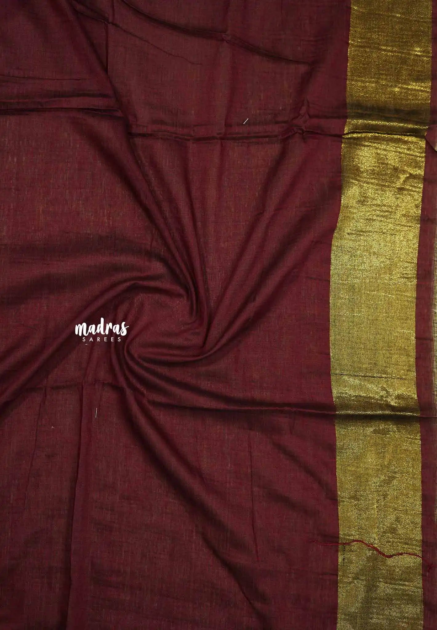 Maroon Tissue zari pallu Saree with gold border blouse - Shilpa saree