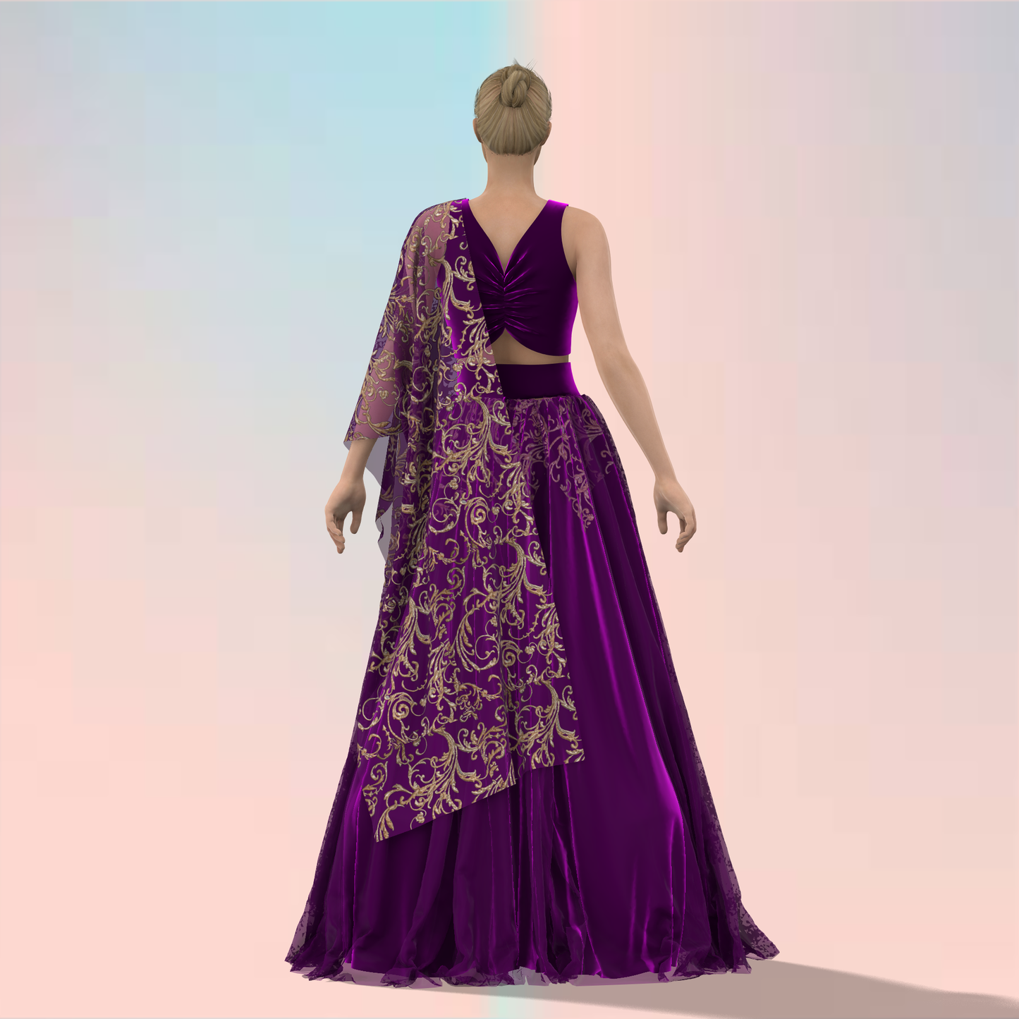 Shirred Elegance Customised MultiLayer Circular Lehenga Choli - CWL008 (Stitching Service)