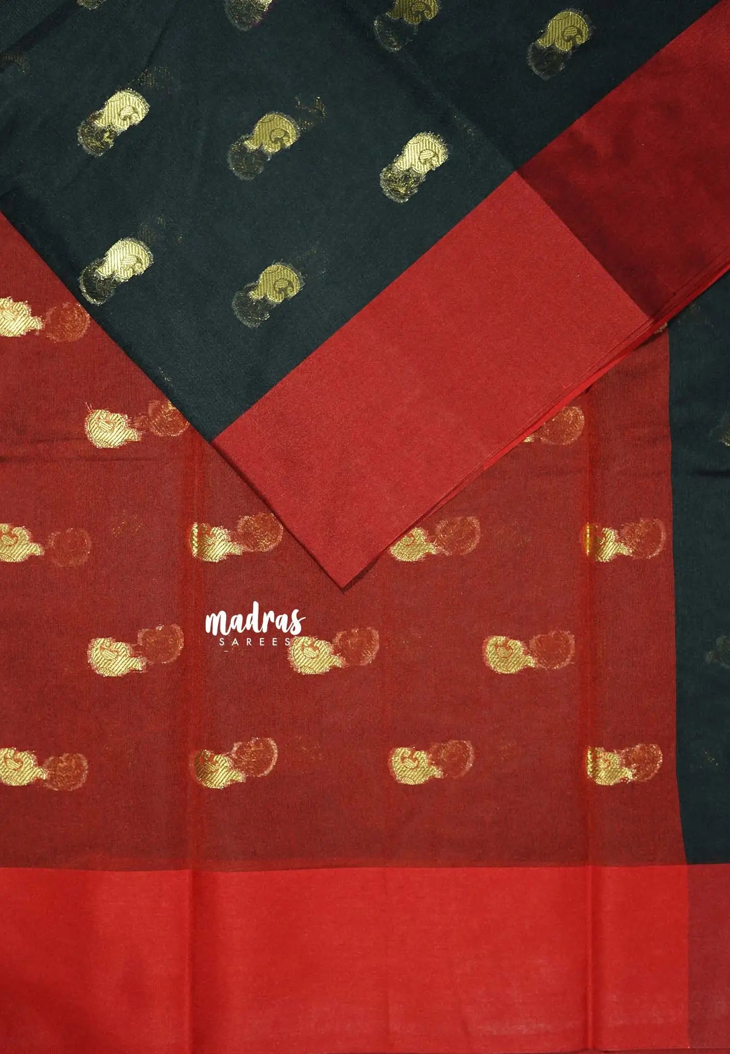 Moonless Magic - Durga - Banarasi soft cotton silk Saree with buttas