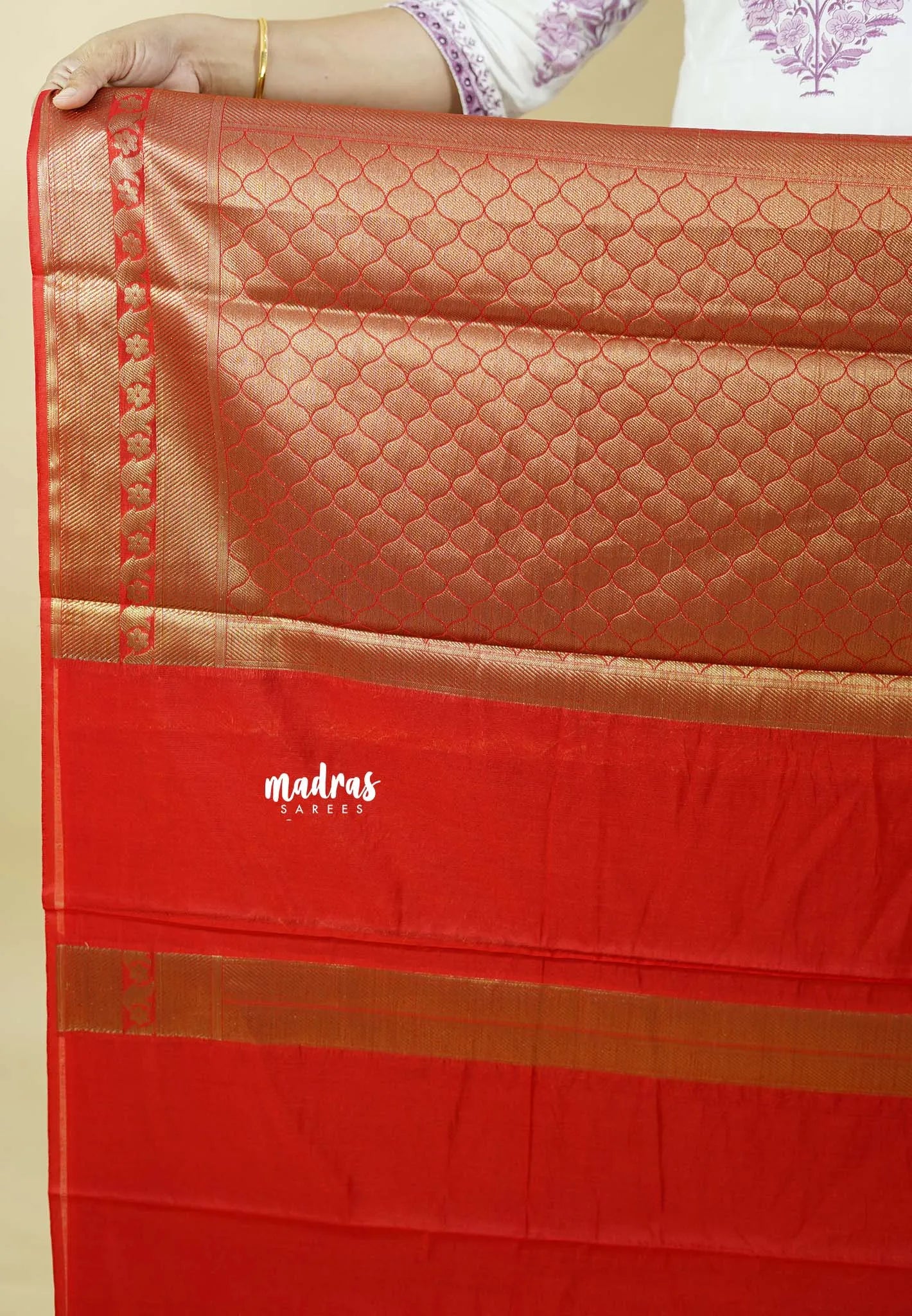 Classic Red - Durga - Banarasi Cotton silk Saree full weaving body