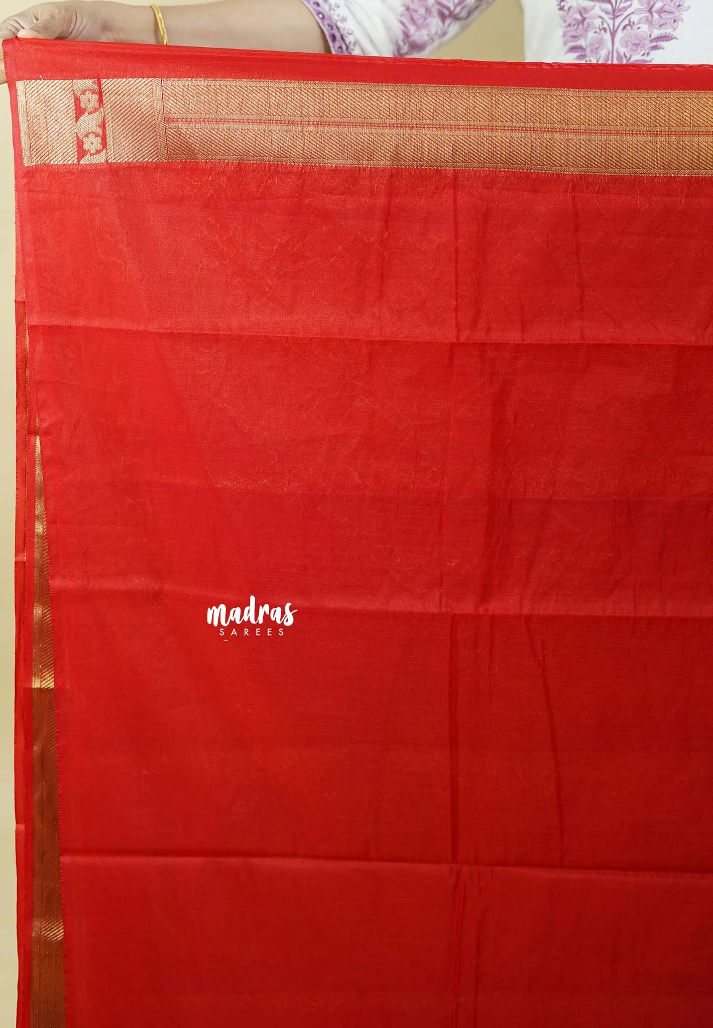 Classic Red - Durga - Banarasi Cotton silk Saree full weaving body