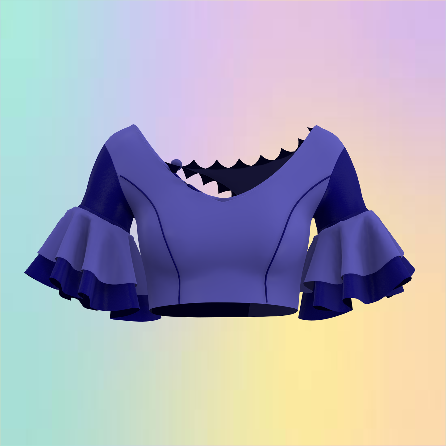 Elegant Ruffles With Keyhole Blouse-CBLS061 (Stitching Service)