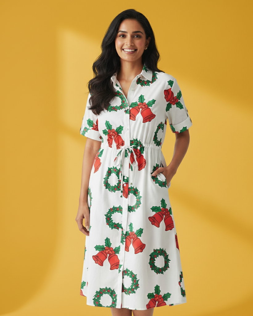 Jingle Joy Festive Shirt Dress