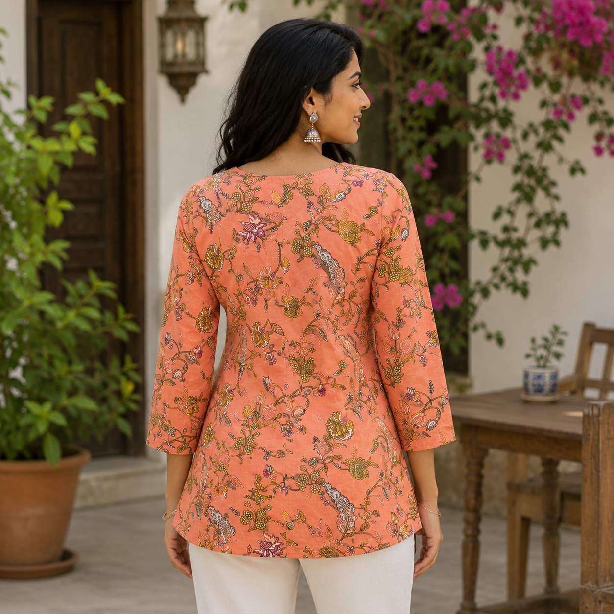 Floral Symphony Cotton Kurti | Fashionous