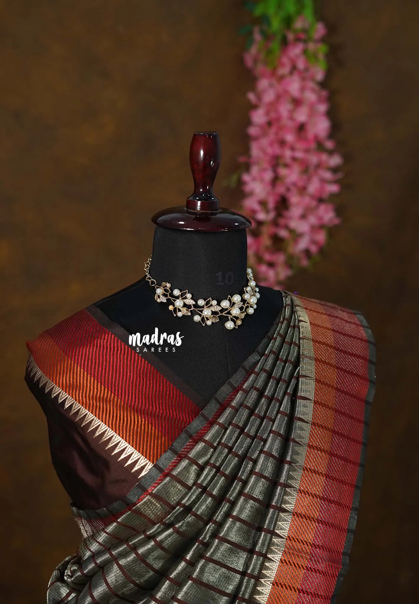 Taupe Grey and Brown - Half and Half Tissue Tansui Silk cotton Saree - Best for Night Reception | Birthday party