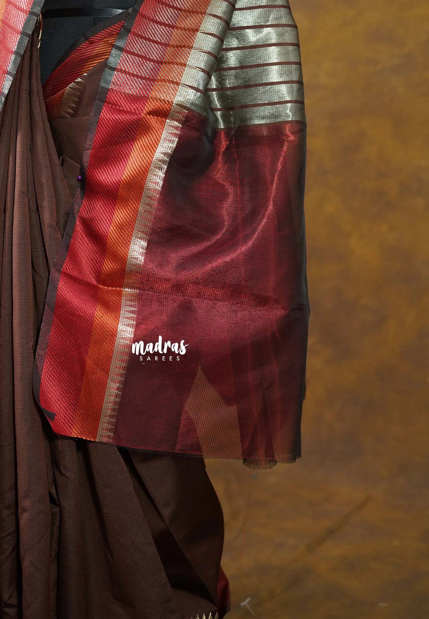 Taupe Grey and Brown - Half and Half Tissue Tansui Silk cotton Saree - Best for Night Reception | Birthday party