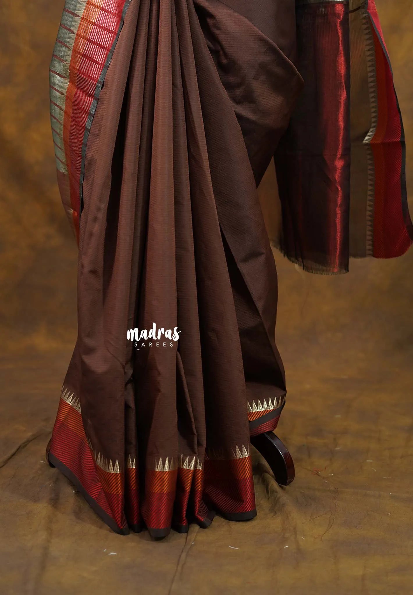 Taupe Grey and Brown - Half and Half Tissue Tansui Silk cotton Saree - Best for Night Reception | Birthday party