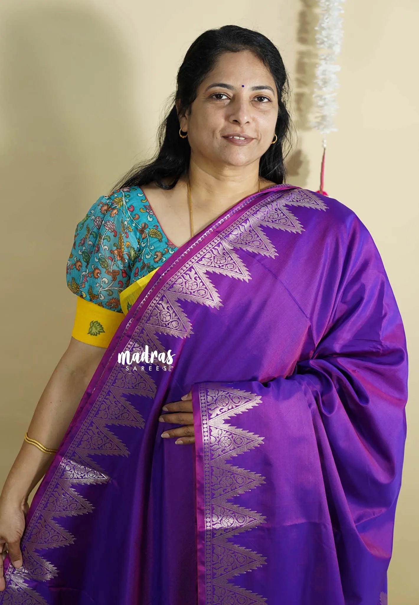 Dual Shade Purple - Kanimozhi - Premium dualshade soft silkcotton Saree with Temple Border