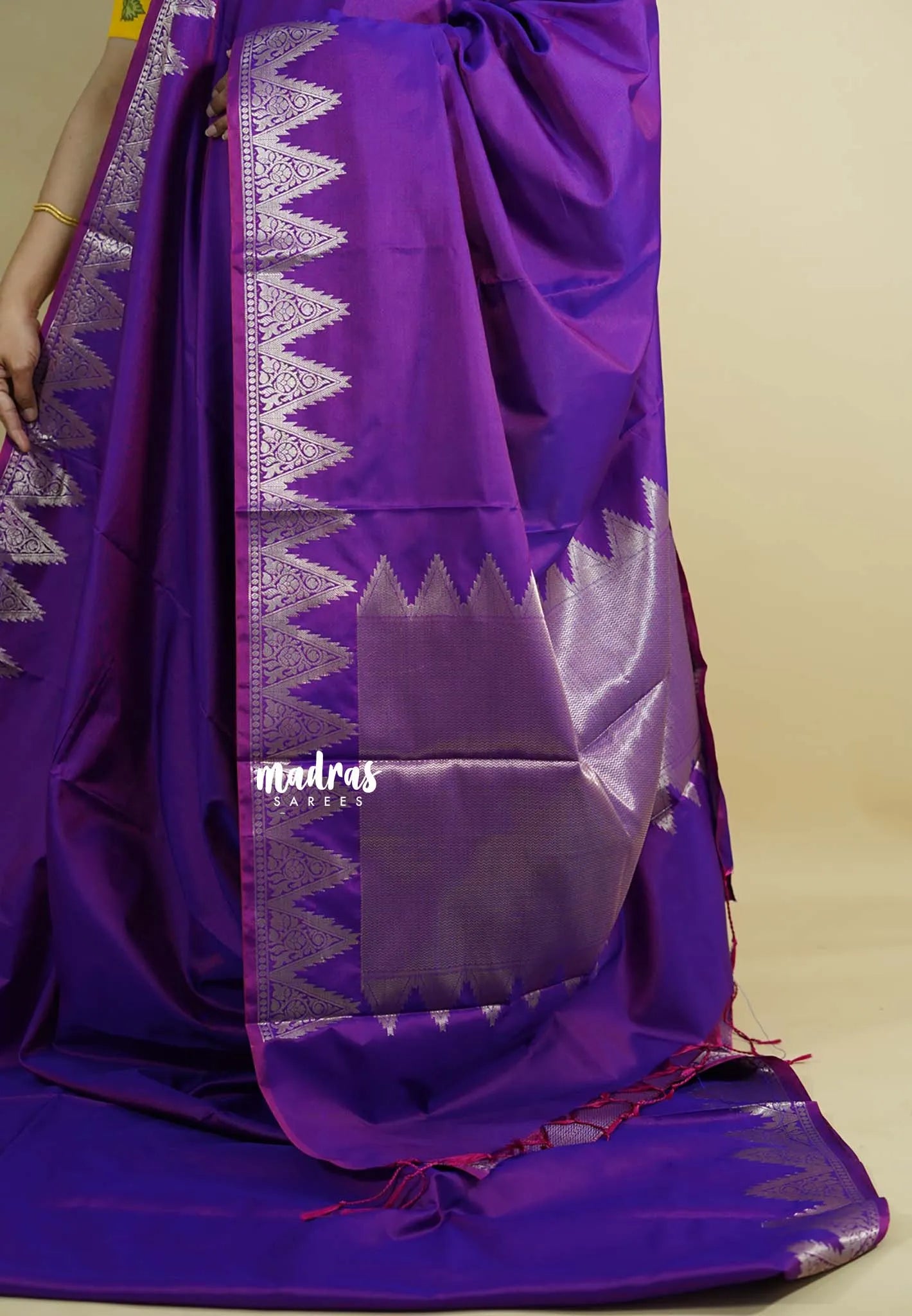 Dual Shade Purple - Kanimozhi - Premium dualshade soft silkcotton Saree with Temple Border