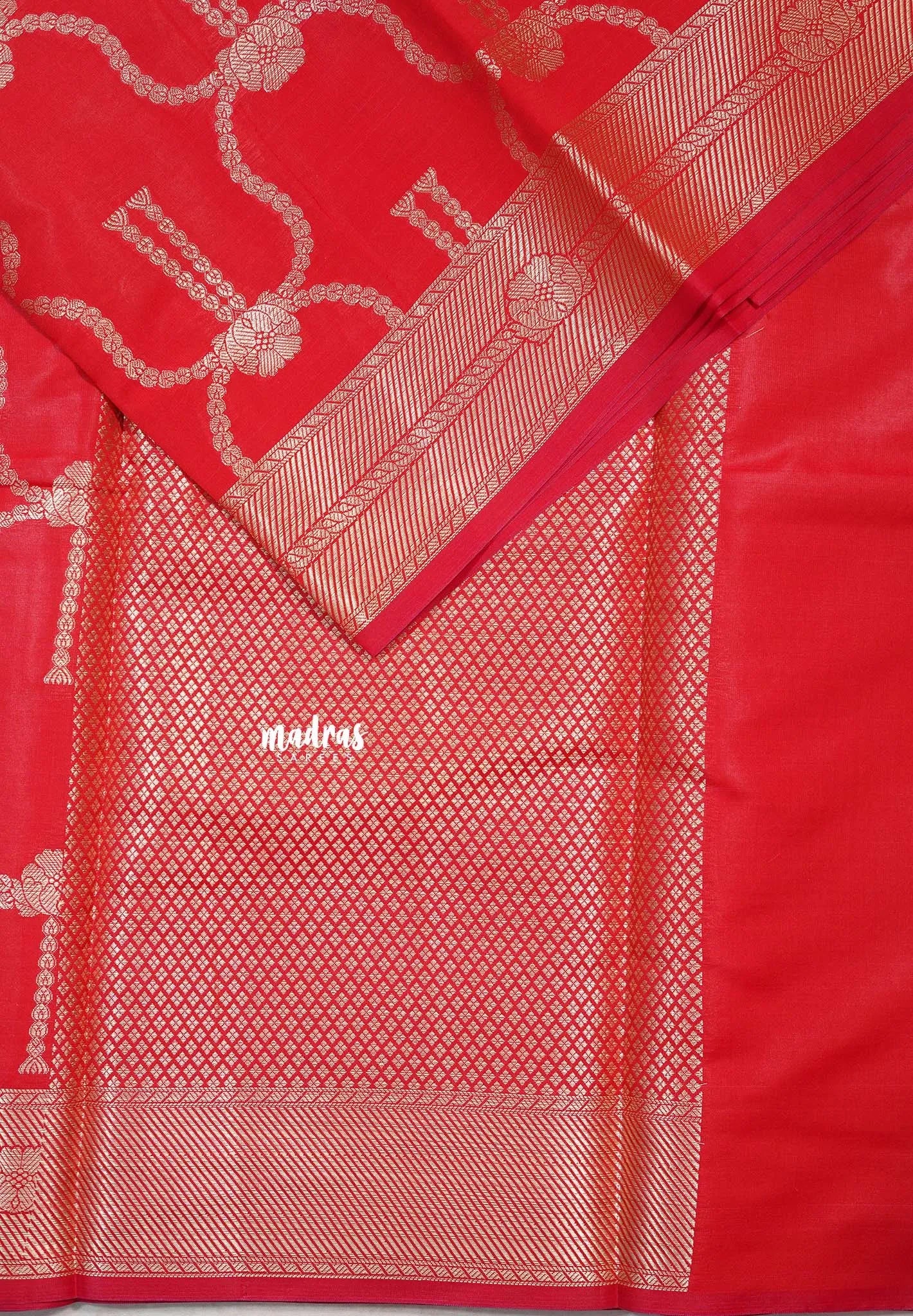 Spicy Red - Kanimozhi - Soft Silkcotton Saree and Zari Border - Best for Festive Wear